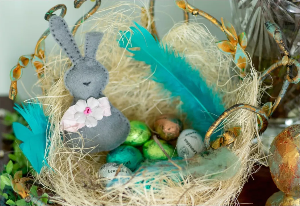 Ostern Osterkorb Dekoration Nahaufnahme Detail C48a
