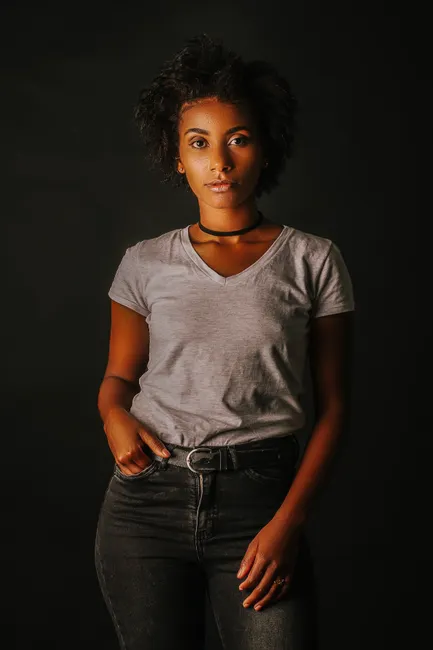 Detail Portrait Black Woman Confident Natural Light Studio Number 16