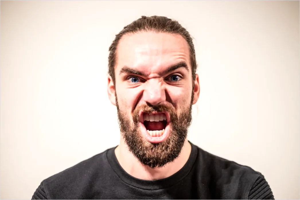Detail Portrait Man Angry Frustrated Expression Close Up Number 2