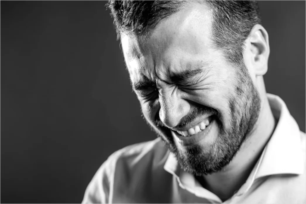 Detail Portrait Man Angry Frustrated Expression Close Up Number 4