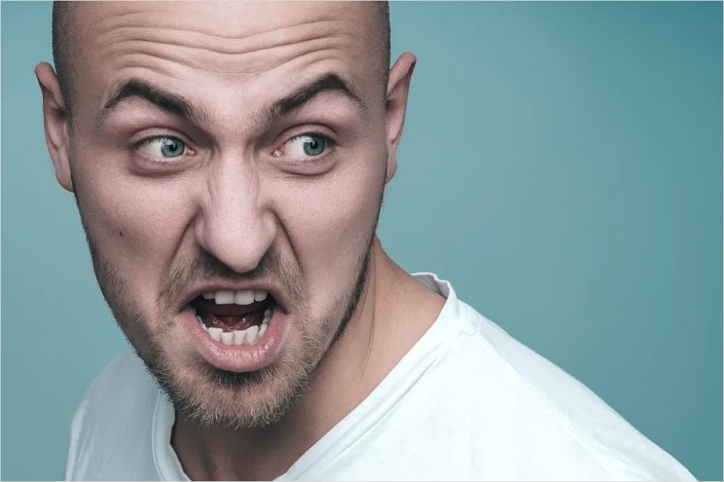 Detail Portrait Man Angry Frustrated Expression Close Up Number 5