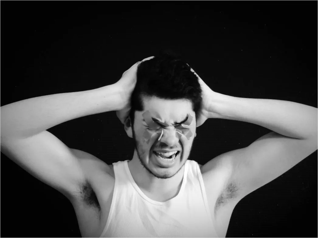 Detail Portrait Man Angry Frustrated Expression Close Up Number 10