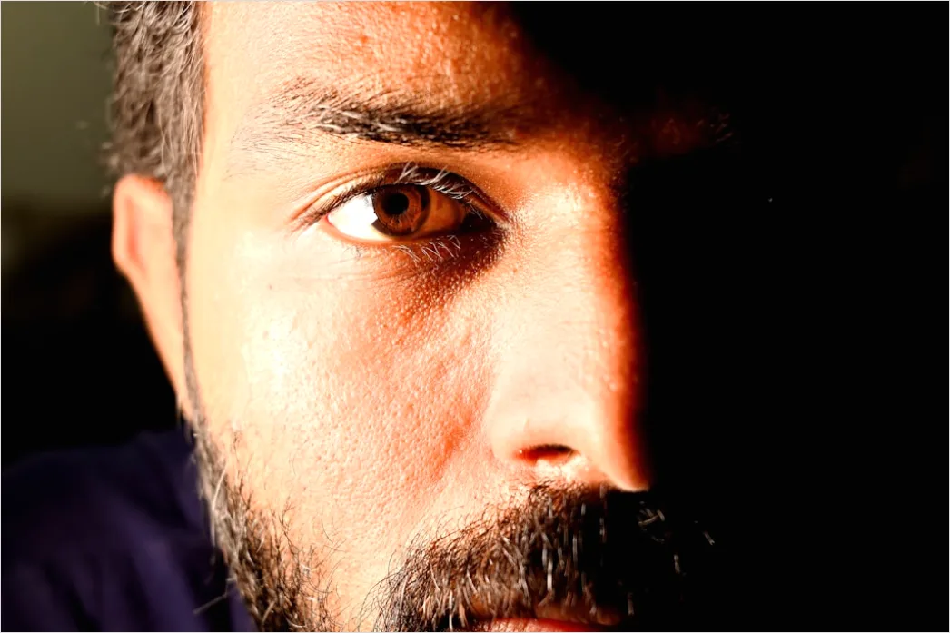 Detail Portrait Man Determined Focused Expression Close Up Number 18