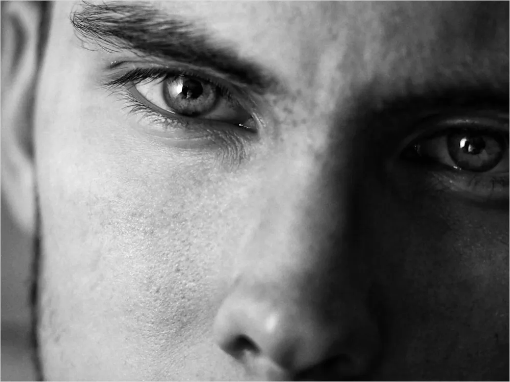 Detail Portrait Man Determined Focused Expression Close Up Number 4
