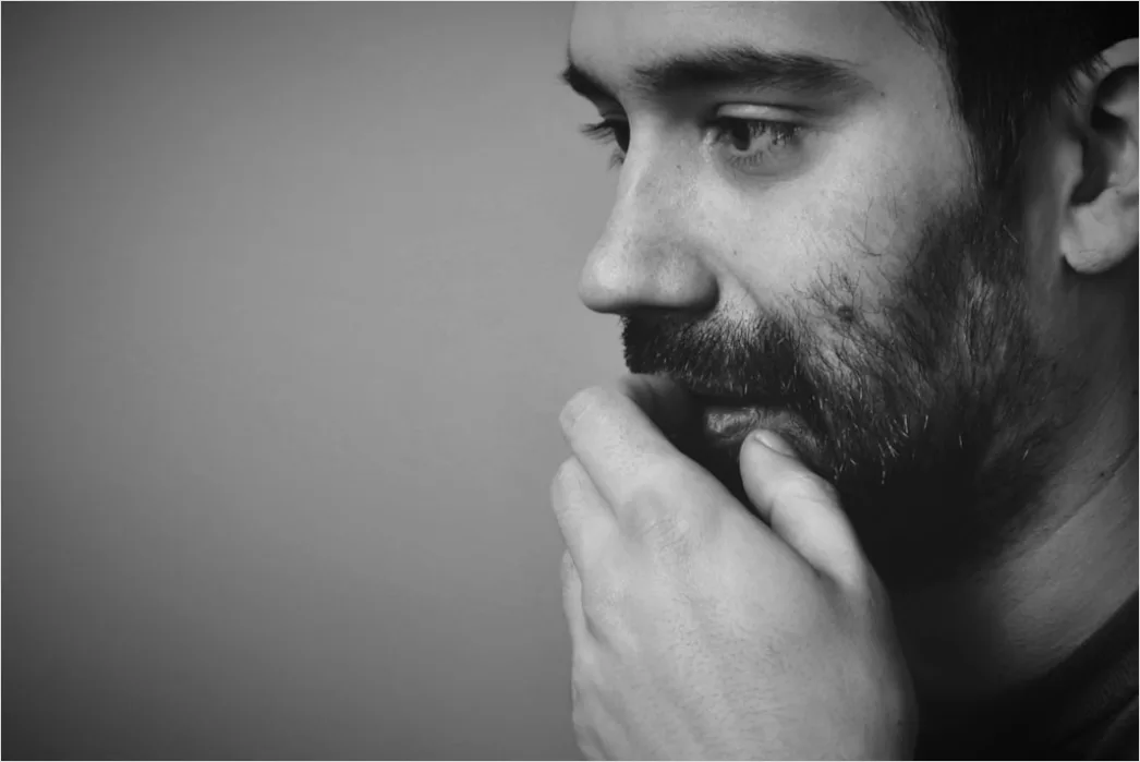 Detail Portrait Man Thinking Pensive Expression Window Number 2
