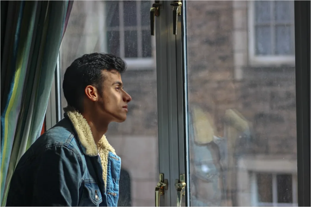 Detail Portrait Man Thinking Pensive Expression Window Number 13