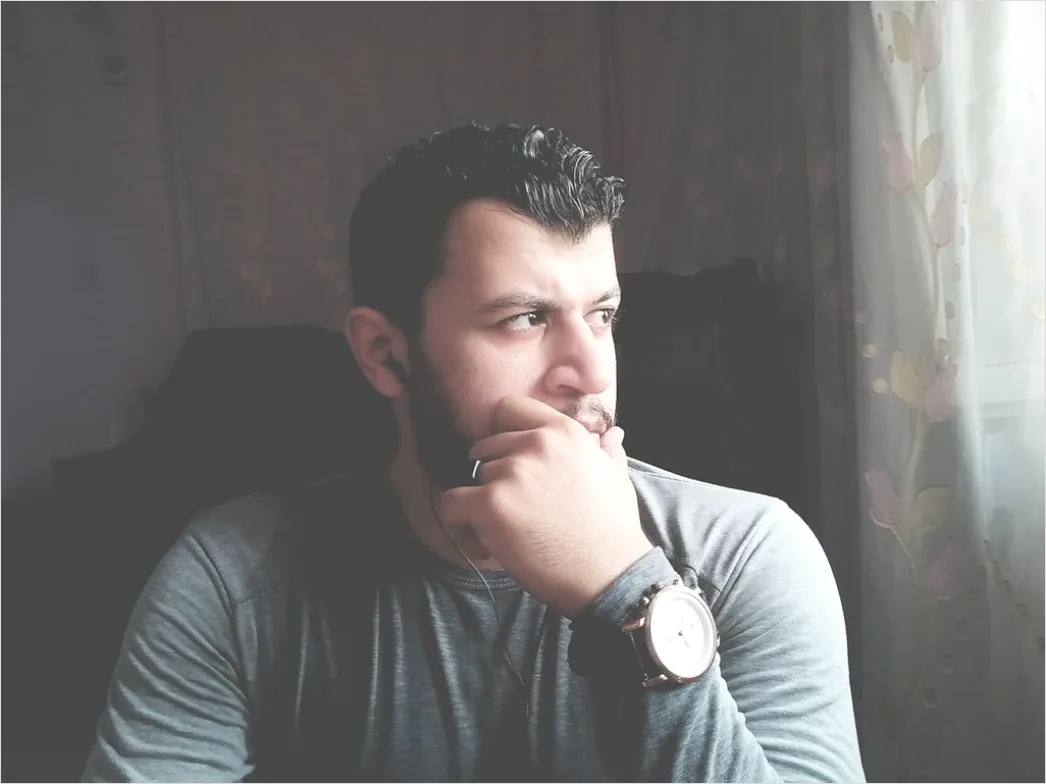 Detail Portrait Man Thinking Pensive Expression Window Number 3