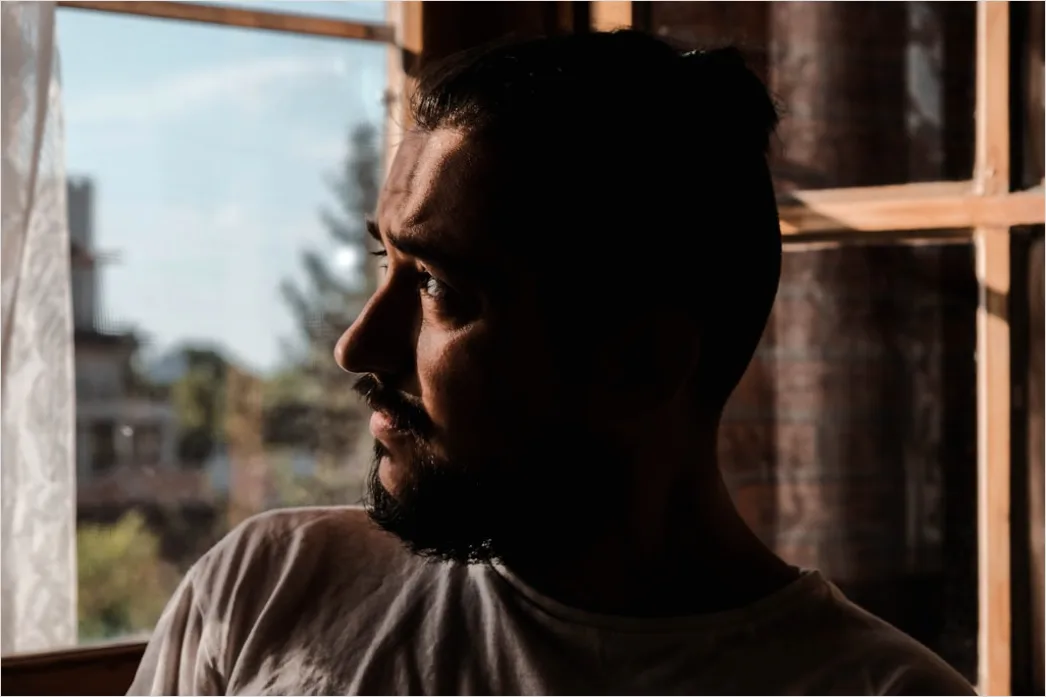 Detail Portrait Man Thinking Pensive Expression Window Number 7