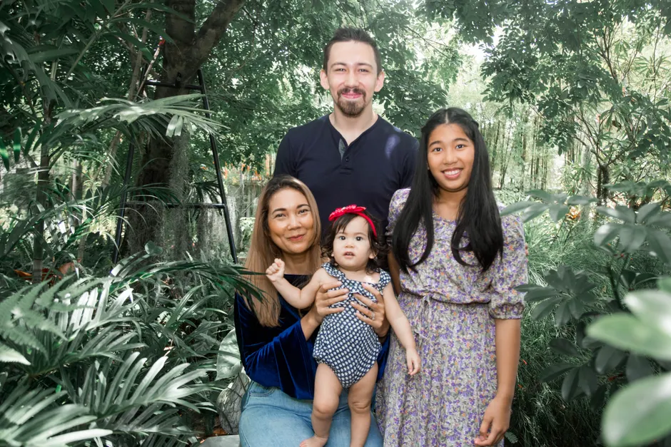 Portrait Mixed Race Family Happy Home Setting 531d