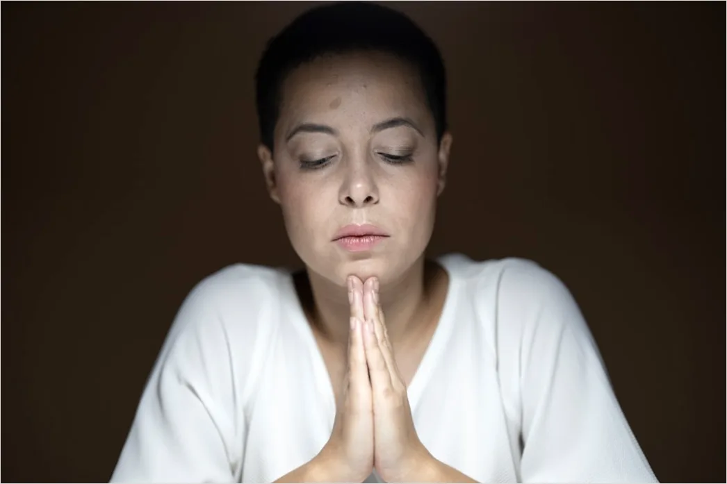 Detail Portrait Woman Calm Peaceful Meditation Expression Number 13