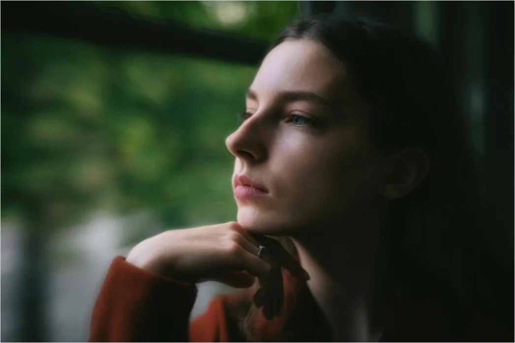 Detail Portrait Woman Nostalgic Thoughtful Expression Window Number 6