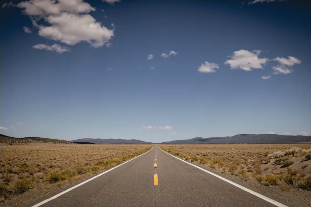 Detail Road Trip Car On Empty Highway Landscape Number 13