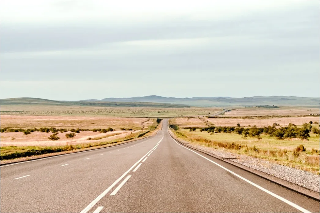 Detail Road Trip Car On Empty Highway Landscape Number 4