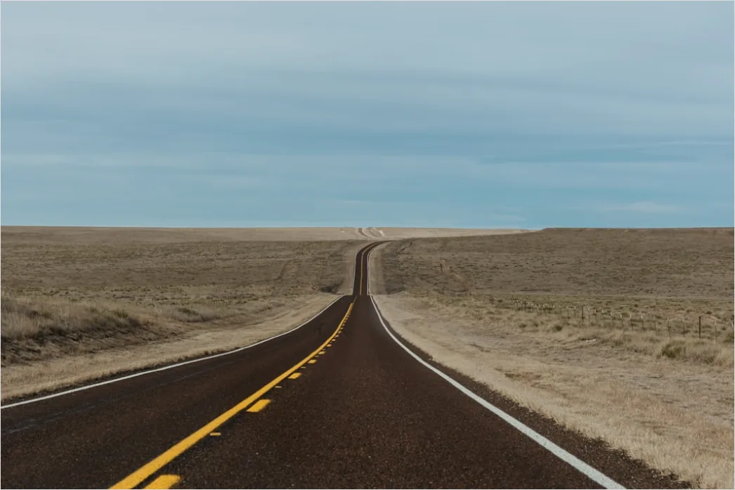 Detail Road Trip Car On Empty Highway Landscape Number 8