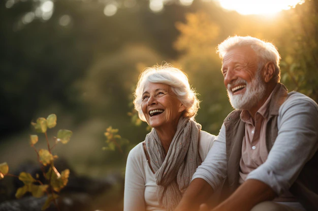 Detail Senior Couple Portrait Happy Smiling Outdoor Number 5