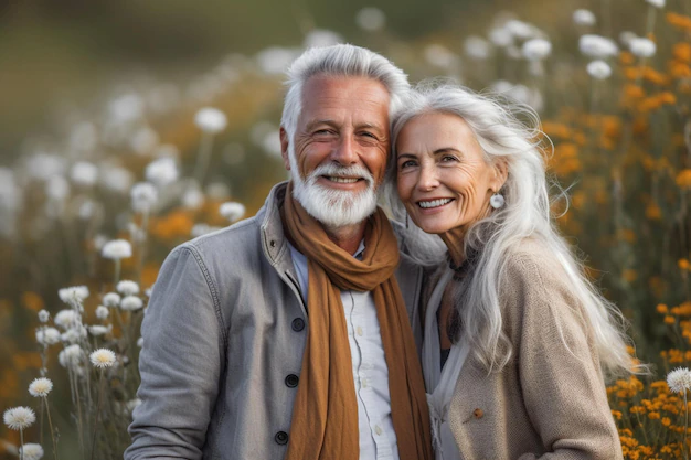 Detail Senior Couple Portrait Happy Smiling Outdoor Number 8
