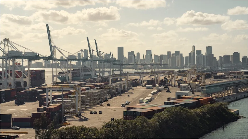 Detail Shipping Container Stack Aerial Port View Number 14