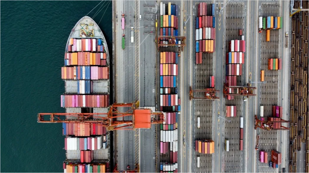 Detail Shipping Container Stack Aerial Port View Number 6