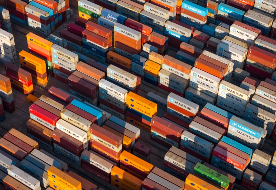 Detail Shipping Container Stack Aerial Port View Number 8