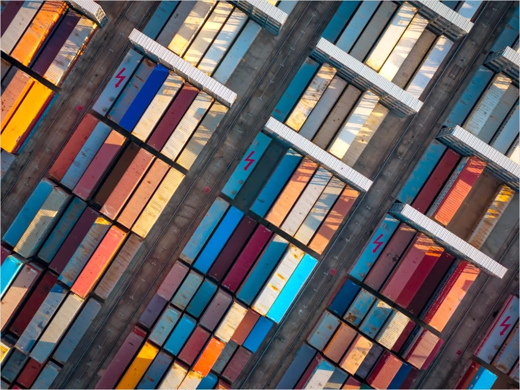 Detail Shipping Container Stack Aerial Port View Number 10