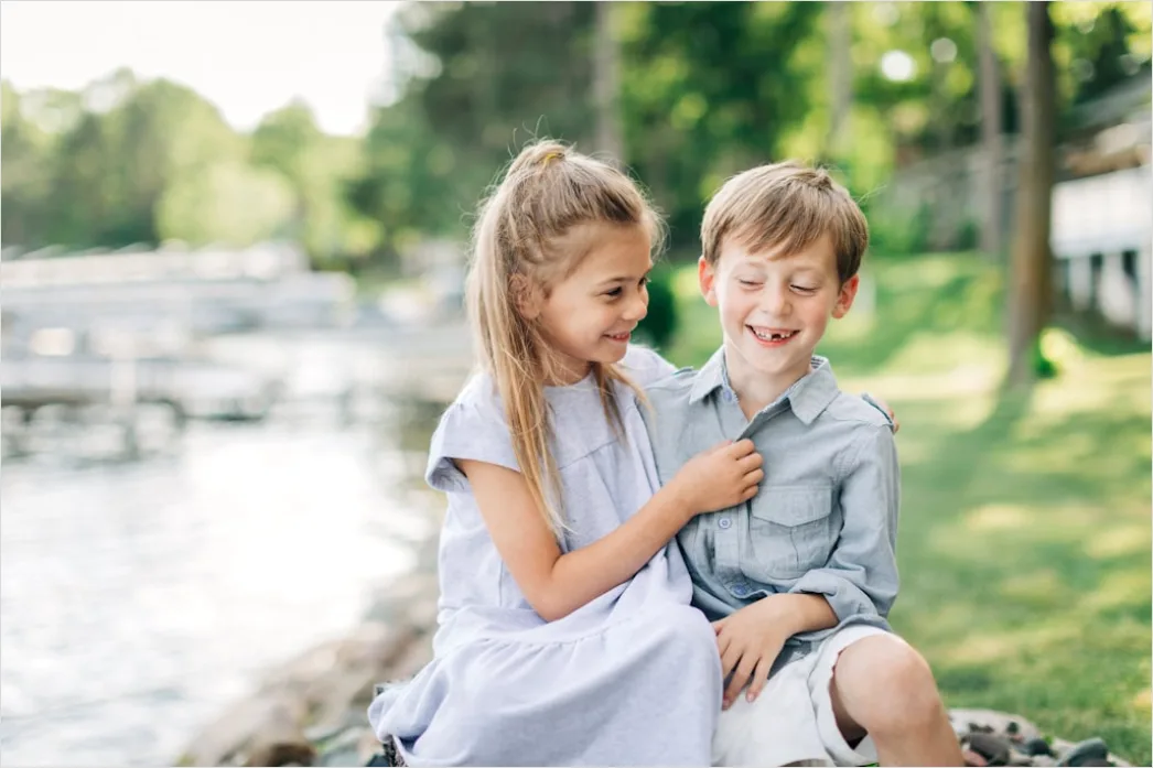 Detail Siblings Portrait Playing Together Outdoor Candid Number 2
