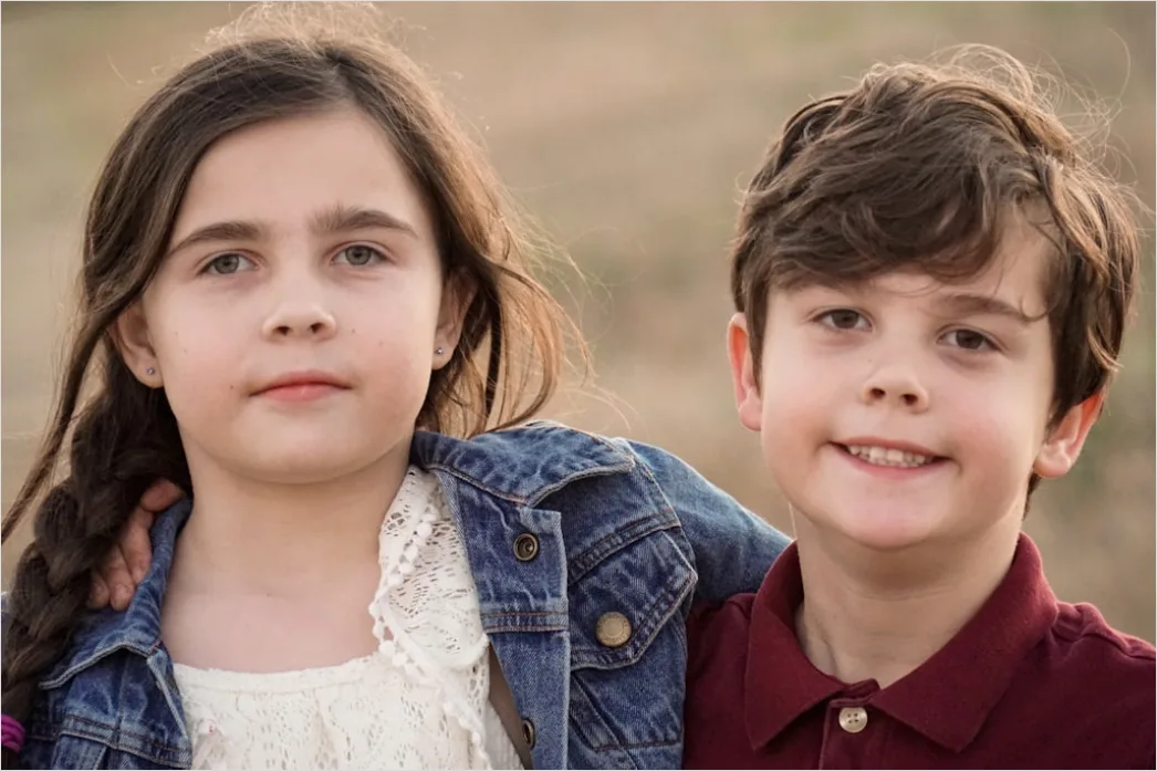 Detail Siblings Portrait Playing Together Outdoor Candid Number 4