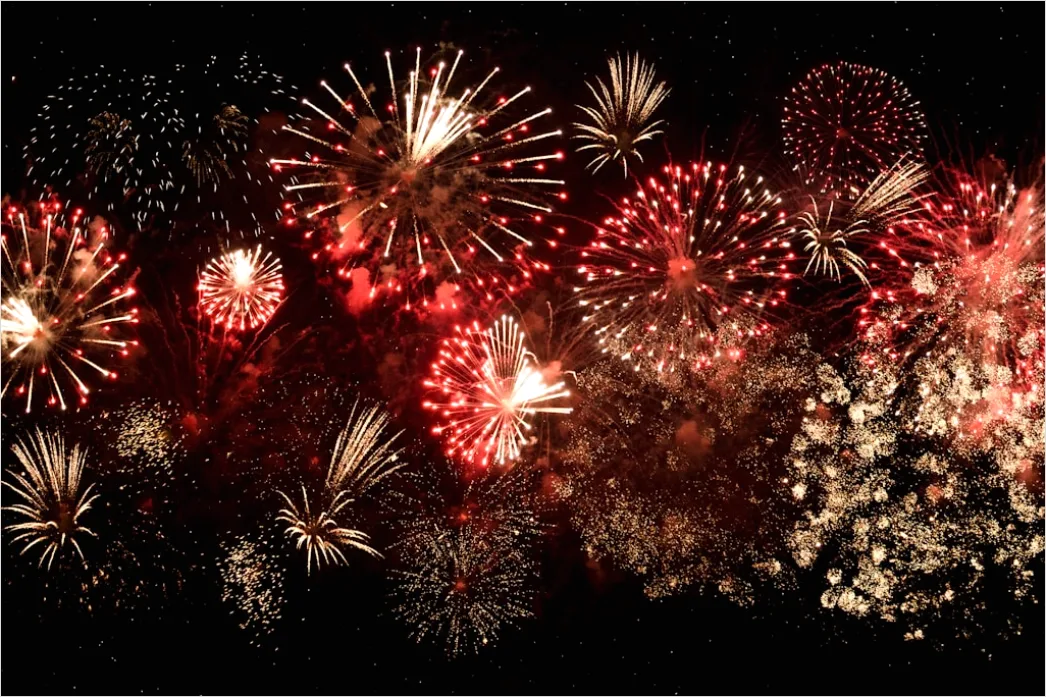 Silvester Feuerwerk Nachthimmel Bunt Explosion E1cf