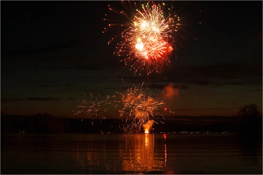 Detail Silvester Feuerwerk Reflexion Wasser Nacht Number 14