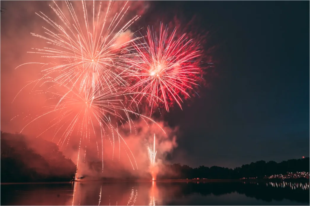 Detail Silvester Feuerwerk Reflexion Wasser Nacht Number 18