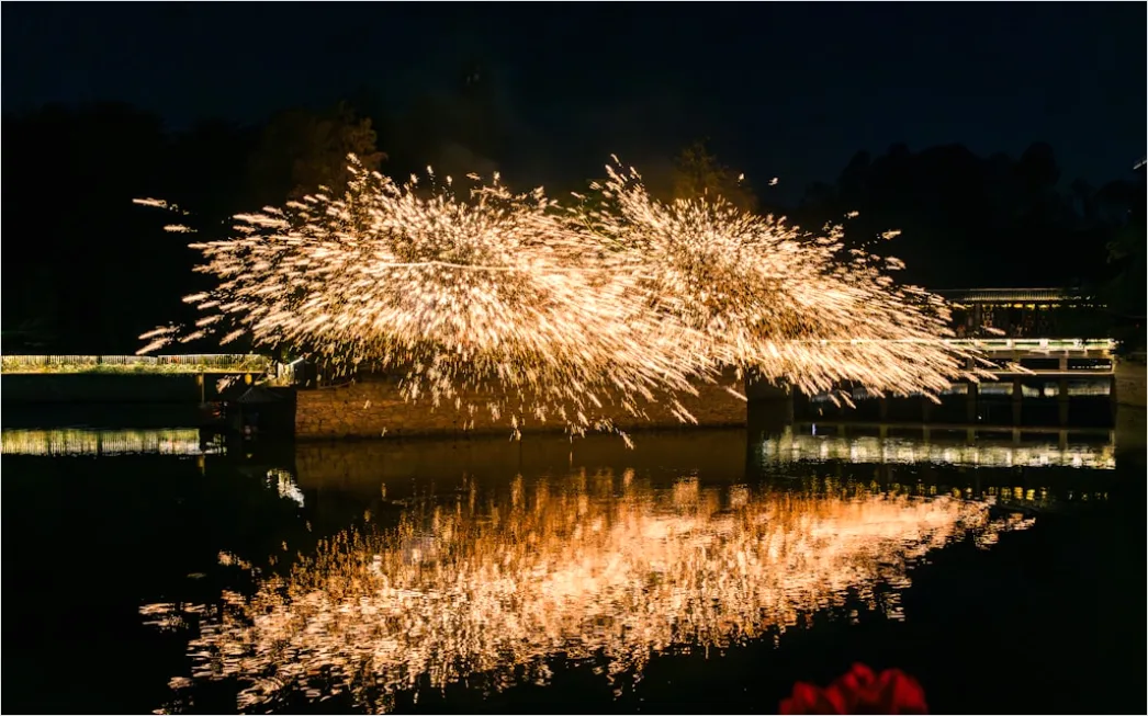 Detail Silvester Feuerwerk Reflexion Wasser Nacht Number 3