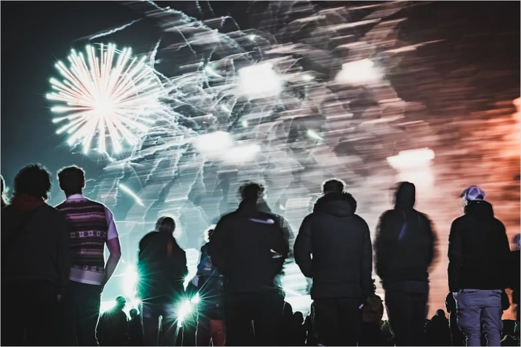 Detail Silvester Outdoor Feuerwerk Menschenmenge Number 2