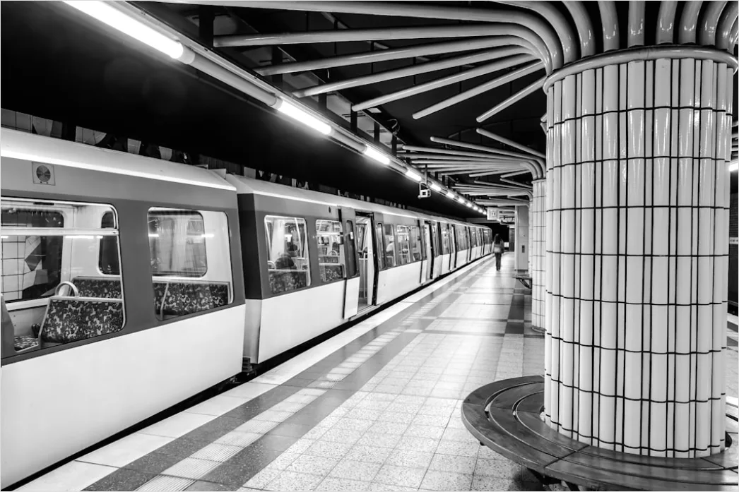 Detail Subway Metro Train Arriving At Station Platform Number 11