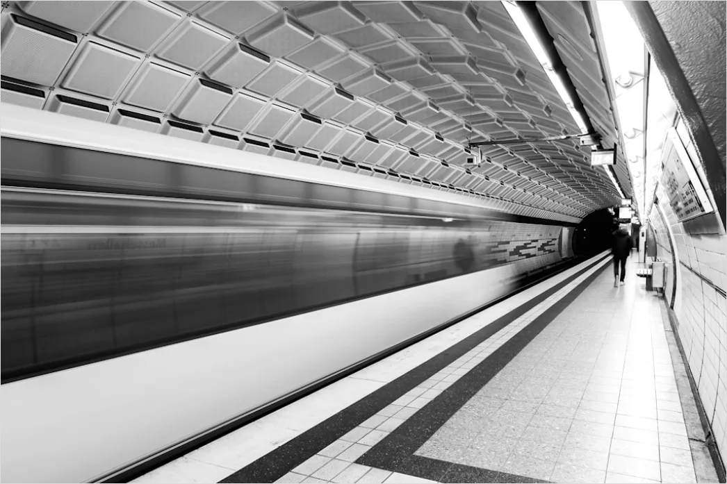 Detail Subway Metro Train Arriving At Station Platform Number 13