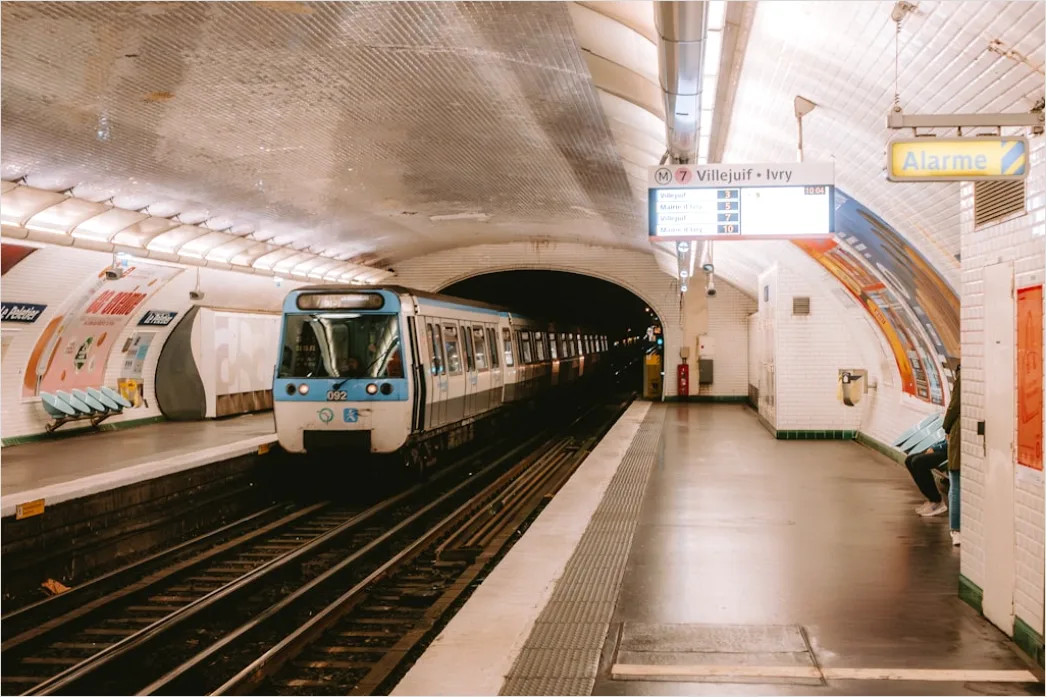Detail Subway Metro Train Arriving At Station Platform Number 15