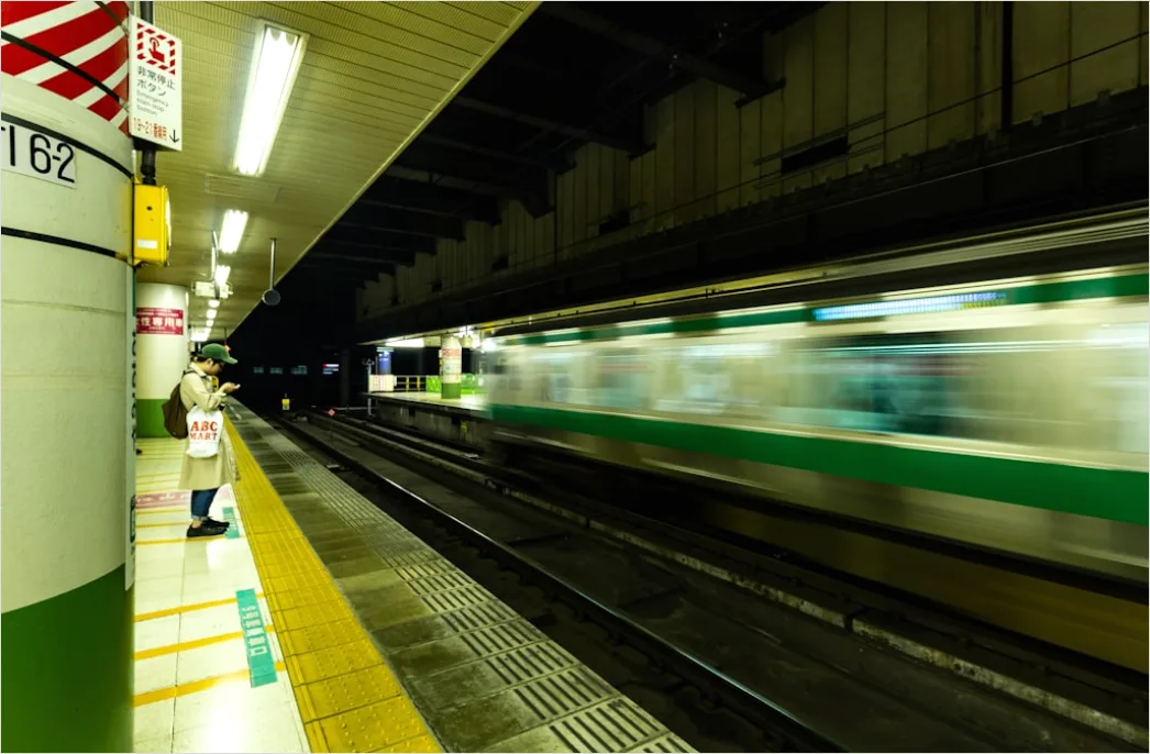 Detail Subway Metro Train Arriving At Station Platform Number 6