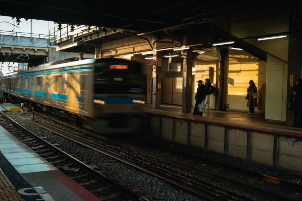 Detail Subway Metro Train Arriving At Station Platform Number 7