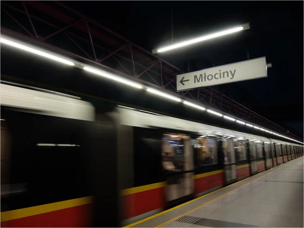 Detail Subway Metro Train Arriving At Station Platform Number 8