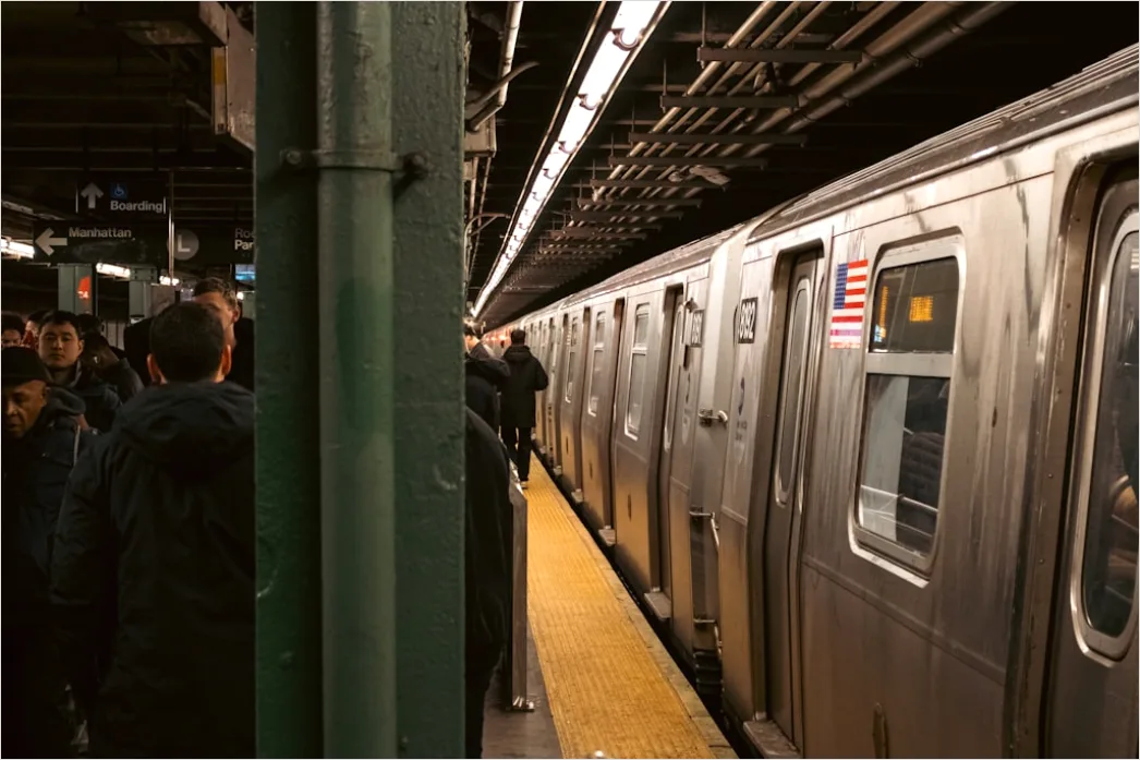 Detail Subway Metro Train Arriving At Station Platform Number 9