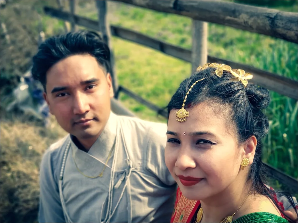 Detail Traditional Wedding Attire Portrait Couple Close Up Number 2