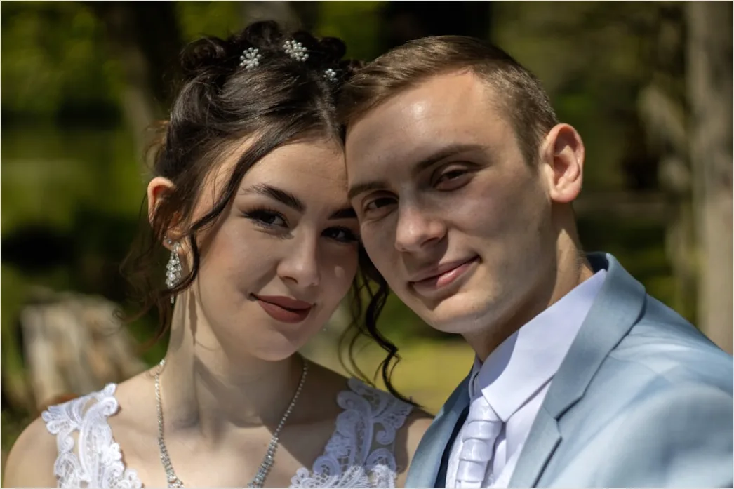 Detail Traditional Wedding Attire Portrait Couple Close Up Number 17