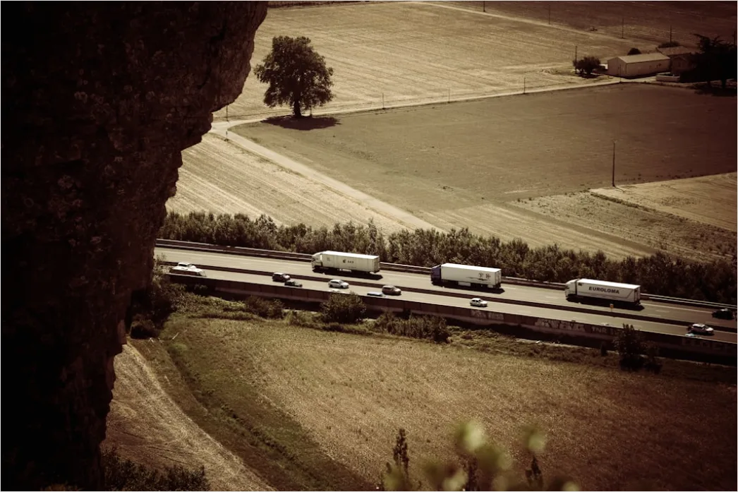 Detail Truck Convoy Highway Freight Transport Aerial Number 2