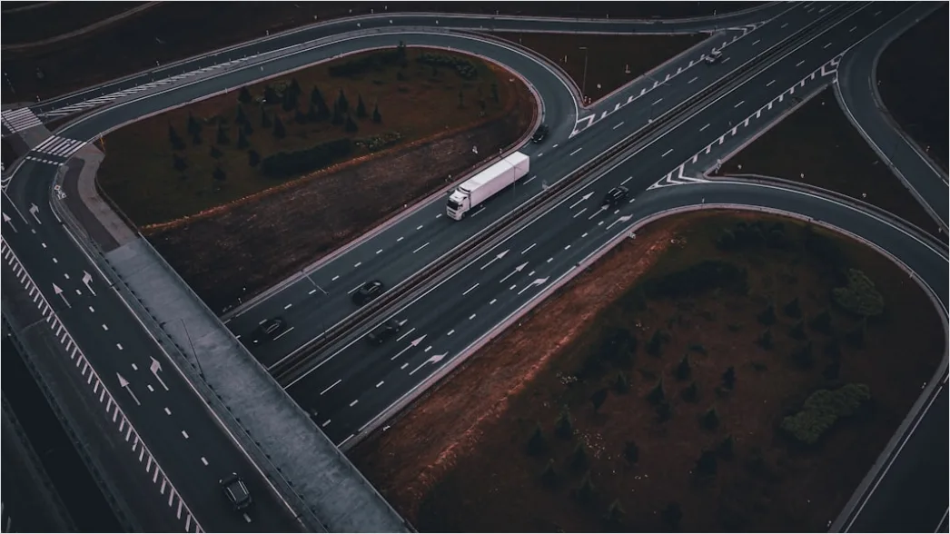 Detail Truck Convoy Highway Freight Transport Aerial Number 15