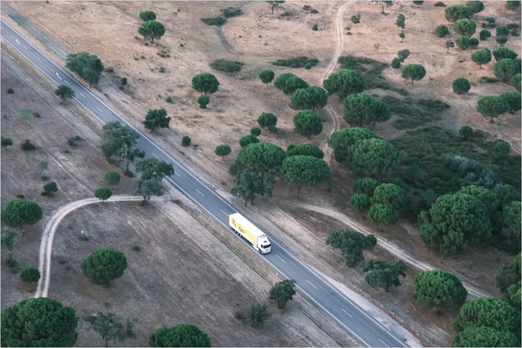 Detail Truck Convoy Highway Freight Transport Aerial Number 3