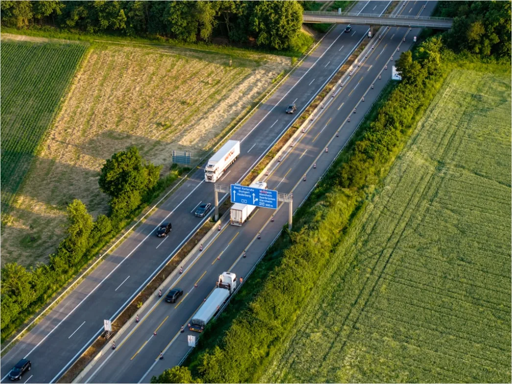 Detail Truck Convoy Highway Freight Transport Aerial Number 7