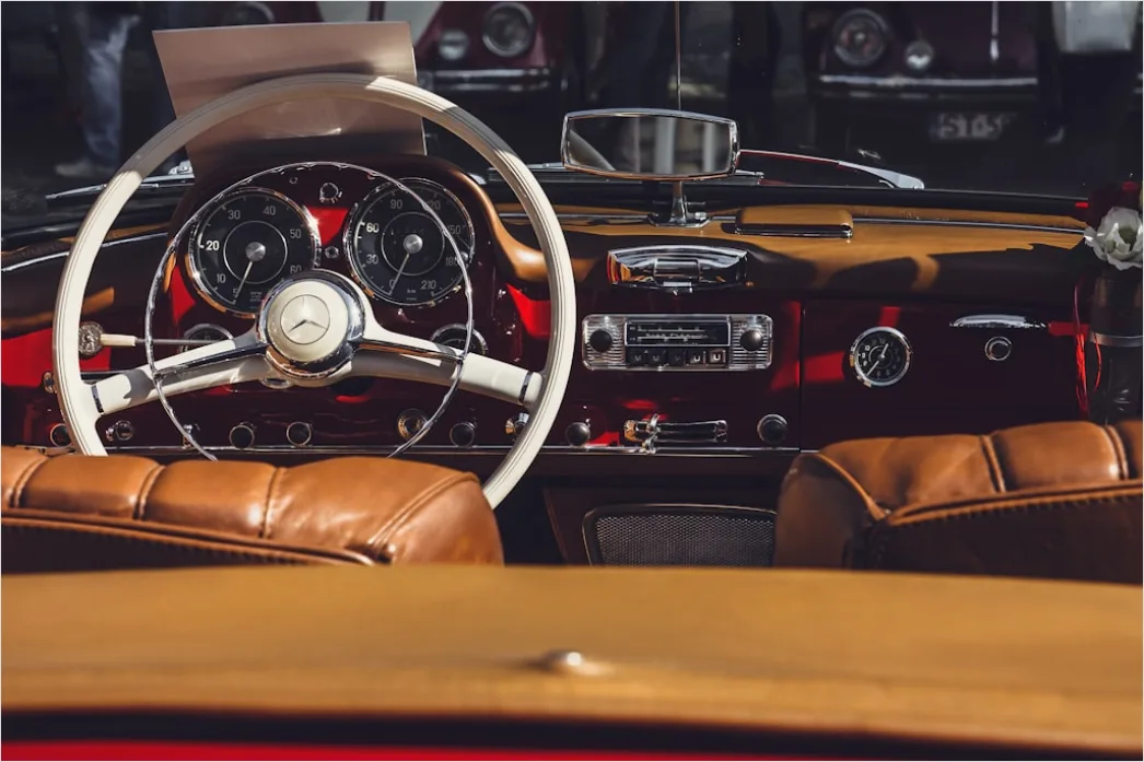 Detail Vintage Car Steering Wheel Interior Close Up Number 2
