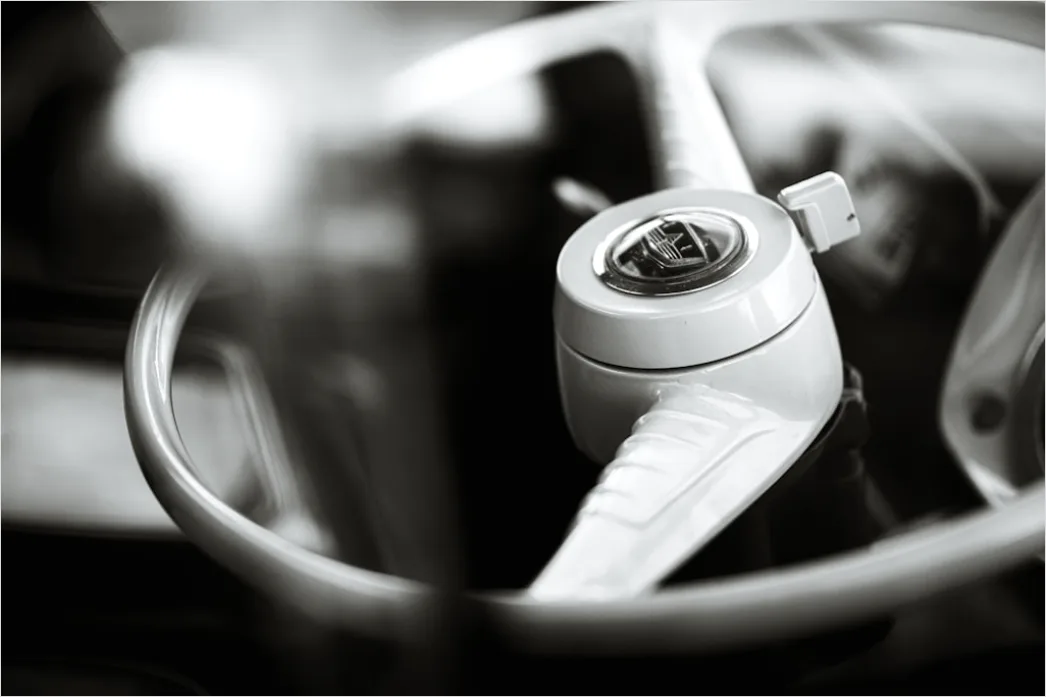 Detail Vintage Car Steering Wheel Interior Close Up Number 12