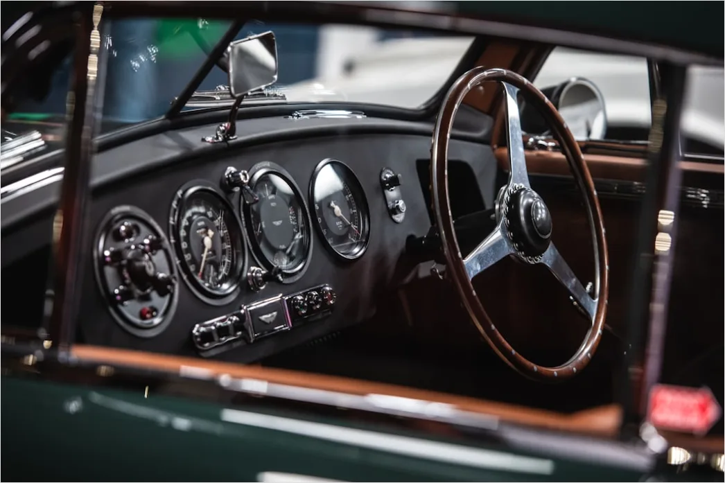 Detail Vintage Car Steering Wheel Interior Close Up Number 5