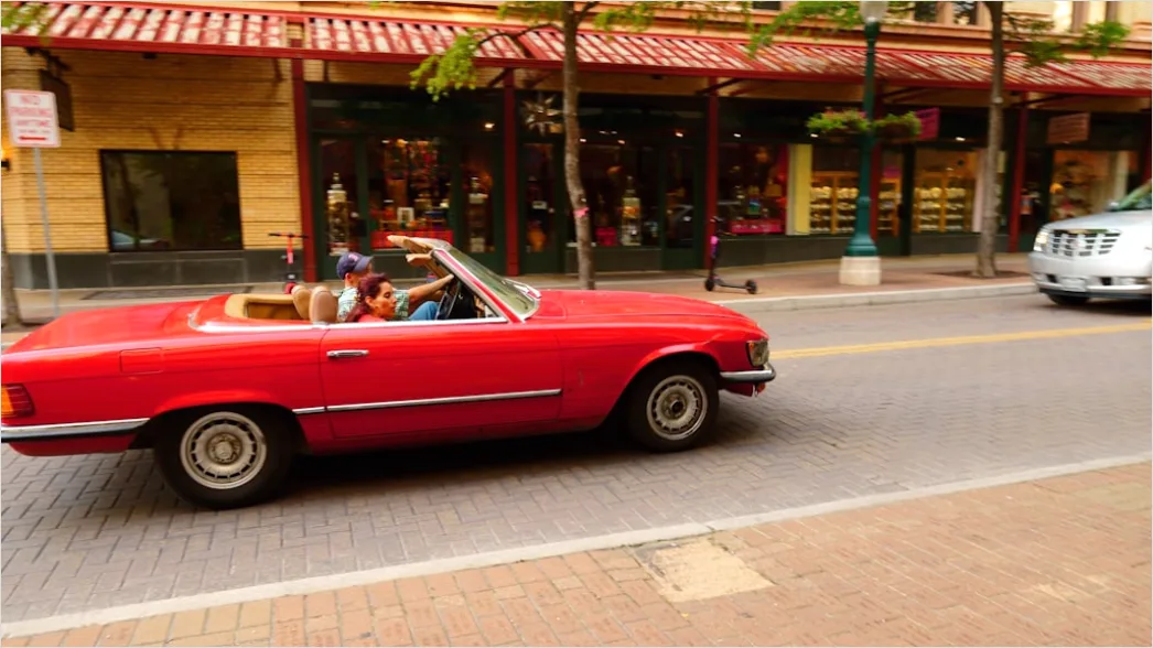 Detail Vintage Convertible Car Top Down Driving Number 16