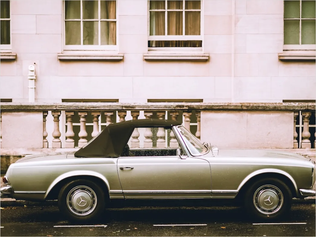 Detail Vintage Convertible Car Top Down Driving Number 17