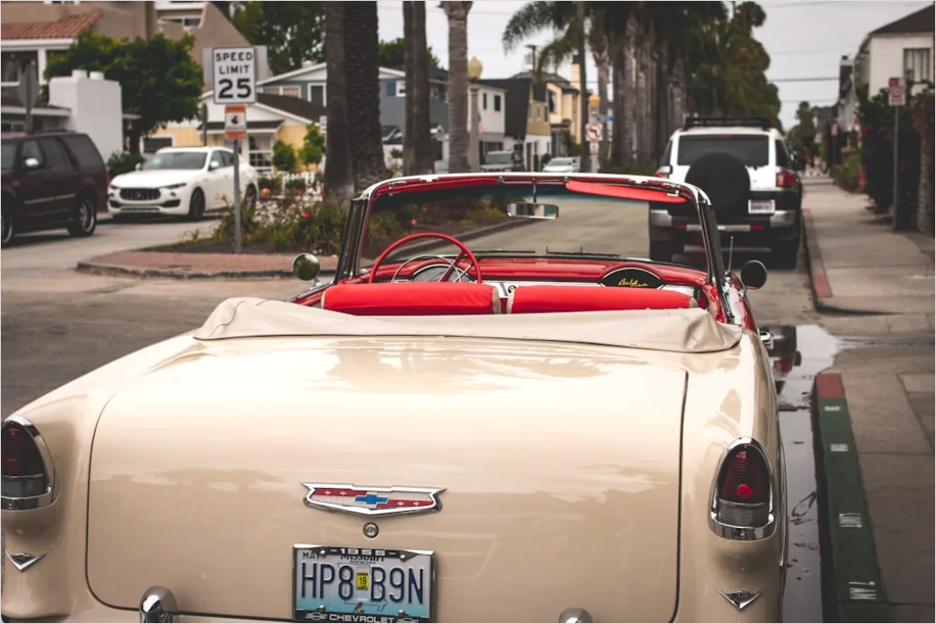 Detail Vintage Convertible Car Top Down Driving Number 18